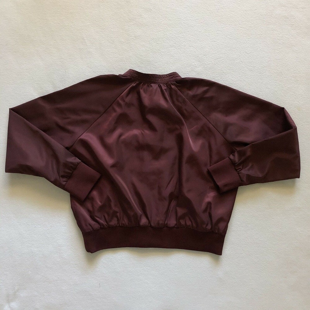 Free People Women Satin Midnight Bomber Full Zip Jacket Maroon Burgundy Red S - Picture 8 of 12